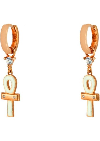 925 Ayar Gümüş Mineli Akhenaton Sembolü Küpe