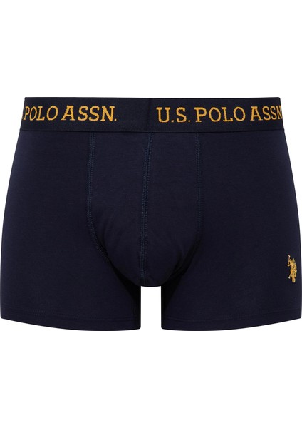 U.S. Polo Assn. - Erkek Sarı - Baskılı- Lacivert 3 Lü Boxer