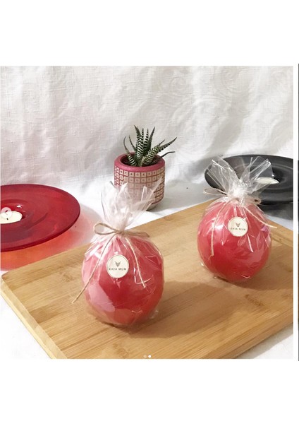 2'li Frambuaz Kokulu Kırmızı Top Mum/candle 8 cm Çap fiyatları