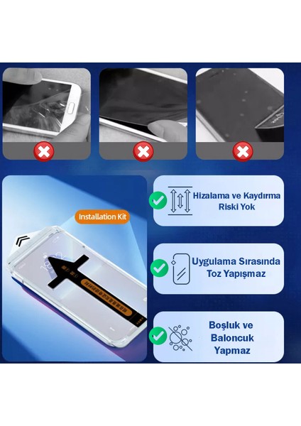 iPhone 15 Pro Max Uyumlu Ekran Koruyucu Tam Kaplayan Cam Otomatik Hizalamalı Toz Önleyici Ultra Hd modelleri