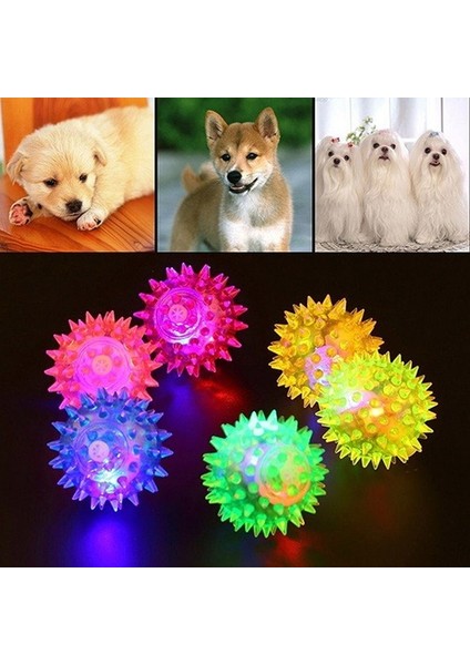 5.5 Sevimli Köpek Oyuncak Köpek Yavrusu Pet LED Cızırtılı Kauçuk Çiğneme Topu Kirpi Köpek Topu Oyuncaklar Köpek Aksesuarları Игрушки Для Собак Köpek Oyuncakları (Yurt Dışından)