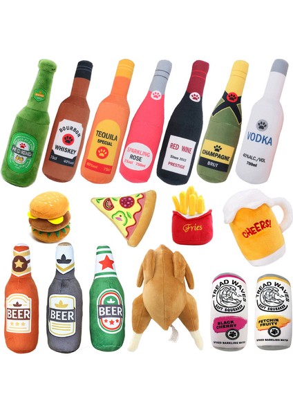 Baget Komik Peluş Oyuncaklar Köpek Için Gıcırtılı Bira Şişesi Gıda Şekli Köpek Oyuncak Isırmaya Dayanıklı Şarap Şişesi Çiğneme Oyuncak Evcil Hayvan Malzemeleri Interaktif Oyuncaklar (Yurt Dışından)