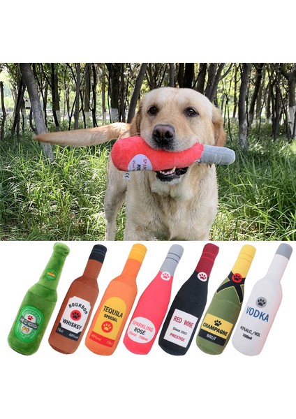 Baget Komik Peluş Oyuncaklar Köpek Için Gıcırtılı Bira Şişesi Gıda Şekli Köpek Oyuncak Isırmaya Dayanıklı Şarap Şişesi Çiğneme Oyuncak Evcil Hayvan Malzemeleri Interaktif Oyuncaklar (Yurt Dışından)