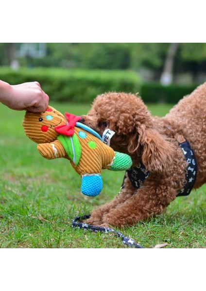 02 1 Adet Zencefilli Kurabiye Adam Köpek Oyuncakları Pet Noel Köpek Oyuncak Seslendirme Peluş Isırmaya Dayanıklı Oyuncak Köpek Noel Hediyesi Evcil Hayvan Malzemeleri (Yurt Dışından)