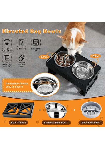 A-2 Kaseler Yükseltilmiş Köpek Kaseleri 3 Ayarlanabilir Yükseklik Yükseltilmiş Köpek Maması Su Kasesi Yavaş Besleyici Kase ile Orta Büyük Köpekler Için Ayakta Köpek Kasesi (Yurt Dışından) indirimleri