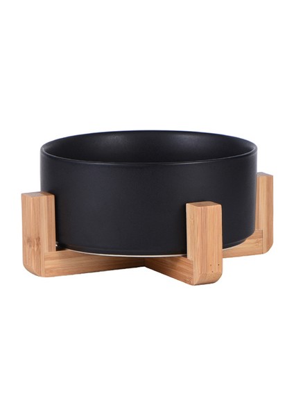Siyah Standlı 850ML 1800ML Köpekler Seramik Kase Pet Çift Gıda Su Kaseleri Bambu Standlı Iskandinav Mermer Desen Kedi Içme Yeme Besleyiciler (Yurt Dışından)