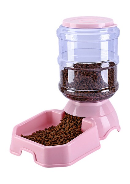 Pembe Mama Besleyici 3.8l Büyük Kapasiteli Otomatik Köpek Besleyici Waterer Yüksek Kapasiteli Pet Yiyecek Kasesi Yerçekimi Su Sebili Evcil Hayvan Mama Kabı Köpekler Kediler Için (Yurt Dışından)