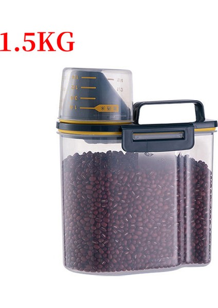 Mavi 1.5 kg Köpek Kedi Maması Kovası Plastik Depolama Tankı Ölçüm Kabı ile Nem Geçirmez Mühürlü Kavanoz Pet Malzemeleri (Yurt Dışından)