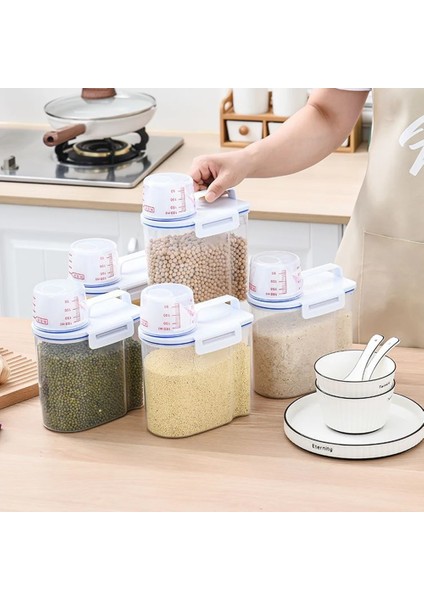 Mavi 1.5 kg Köpek Kedi Maması Kovası Plastik Depolama Tankı Ölçüm Kabı ile Nem Geçirmez Mühürlü Kavanoz Pet Malzemeleri (Yurt Dışından) fırsatları