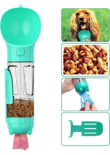 Yeşil -Fincan ve Yiyecek 300ML Taşınabilir Köpek Su Şişesi Mama Besleyici Tiryakisi 3'ü 1 Arada Kaka Dispenseri Köpekler Besleme Işlevli Evcil Hayvan Açık Seyahat Suluk (Yurt Dışından) fırsatları