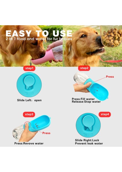 450 ml Pembe N Taşınabilir Su Şişesi Köpekler Için Yavru Içme Suyu Şişesi Seyahat Pet Tiryakisi Sızdırmaz Köpek Kase Gıda Kapları Köpek Aksesuarları (Yurt Dışından) fırsatları