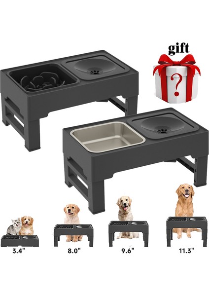 A Stil Siyah Yükseltilmiş Köpek Kaseleri Yavaş Besleyicili Ayarlanabilir Yükseltilmiş Kase Küçük Orta Büyük Evcil Hayvan Aksesuarları Için Kedi Maması Su Standı Dökülmez (Yurt Dışından) fiyatları