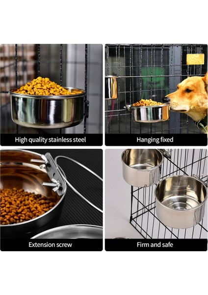 400 ml Paslanmaz Çelik Evcil Hayvan Yiyecek Kasesi 10-20 cm Sıradan Kafes Asılı Köpek Havzası Besleyici Büyük Kapasiteli Sabit Metal Besleme Kasesi (Yurt Dışından) fırsatları