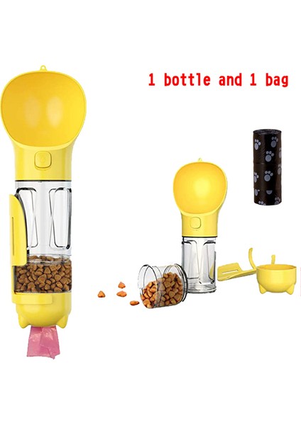 Sarı 500ML Taşınabilir Pet Kedi Köpek Su Şişesi Besleyici Suluk Dağıtıcı Kaka Kürek ile Açık Pet Su Sebili Besleyici Aksesuarları (Yurt Dışından)