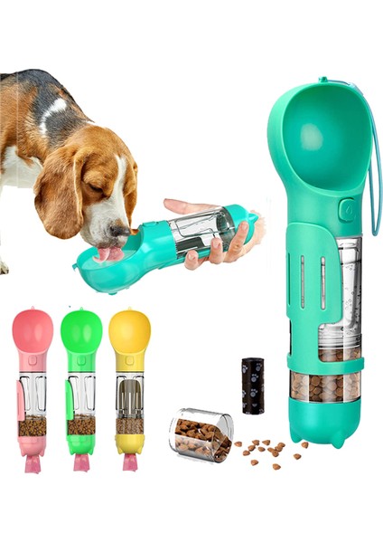 Sarı 500ML Taşınabilir Pet Kedi Köpek Su Şişesi Besleyici Suluk Dağıtıcı Kaka Kürek ile Açık Pet Su Sebili Besleyici Aksesuarları (Yurt Dışından)