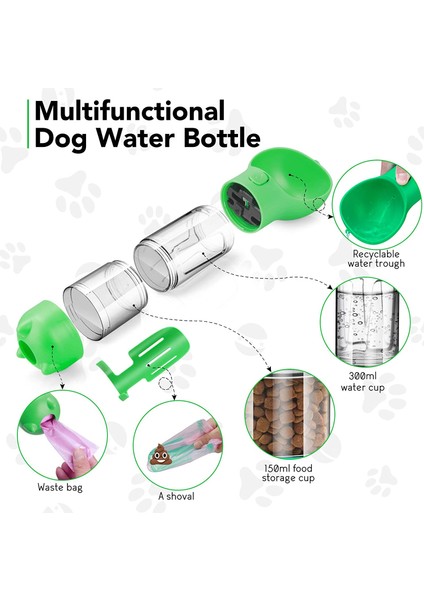 Sarı 500ML Taşınabilir Pet Kedi Köpek Su Şişesi Besleyici Suluk Dağıtıcı Kaka Kürek ile Açık Pet Su Sebili Besleyici Aksesuarları (Yurt Dışından)