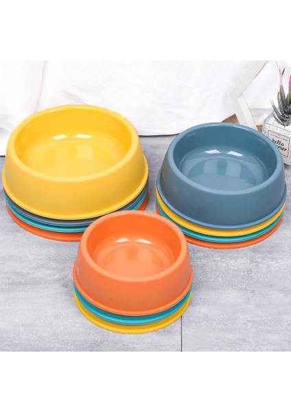 Sarı M Yüksek Kaliteli Düz Renk Evcil Hayvan Mama Kabı Şeker Renkli Hafif Plastik Tek Kase Küçük Köpek Kedi Hayvan Mama Kabı Pet Besleme Su Araçları (Yurt Dışından) modelleri