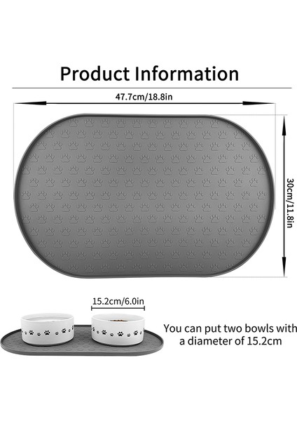 Gri Kedi Köpek Maması Mat Pet Placemat Kedi Besleme Placemat Köpek Kase Ped Kolay Temizlenebilir Kaymaz Silikon Kediler Köpekler Içecek Besleme Malzemeleri (Yurt Dışından) fiyatları