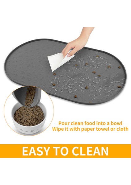 Gri Kedi Köpek Maması Mat Pet Placemat Kedi Besleme Placemat Köpek Kase Ped Kolay Temizlenebilir Kaymaz Silikon Kediler Köpekler Içecek Besleme Malzemeleri (Yurt Dışından) modelleri