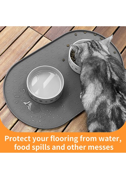 Gri Kedi Köpek Maması Mat Pet Placemat Kedi Besleme Placemat Köpek Kase Ped Kolay Temizlenebilir Kaymaz Silikon Kediler Köpekler Içecek Besleme Malzemeleri (Yurt Dışından) indirimleri