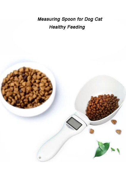 Beyaz Hayvan Besleme Pet Gıda Ölçeği Elektronik Ölçüm Kaşığı Kedi Köpek Besleme Kase Mutfak Terazisi Dijital Ekran 0-800G (Yurt Dışından) indirimleri