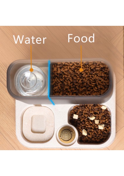 Rastgele Bir 2.8 L Gıda ve 1 L Su Büyük Kapasiteli Kedi Otomatik Besleyici Su Sebili Islak ve Kuru Ayırma Köpek Maması Kabı Içme Suyu Kase Evcil Hayvan Malzemeleri (Yurt Dışından)