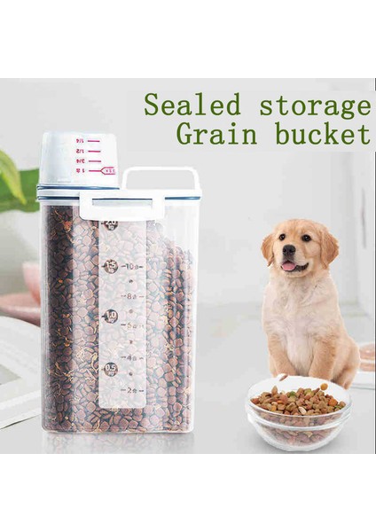 White-2kg Köpek Kedi Maması Kovası Plastik Depolama Tankı Ölçüm Kabı Konteyner ile Nem Geçirmez Mühürlü Kavanoz Evcil Hayvan Malzemeleri Aksesuarları (Yurt Dışından) modelleri