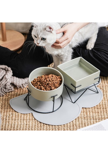 Sarı Kare 900 ml Kedi Seramik Gıda Su Kaseleri Yükseltilmiş Küçük Köpekler Mama Kabı Kase Demir Standı ile Köpek Yavrusu Büyük Kapasiteli Besleyiciler (Yurt Dışından) fırsatları