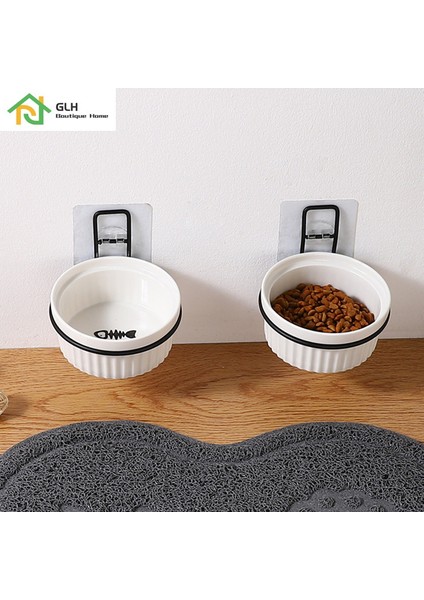 C Duvara Monte Seramik Kedi Köpek Maması Kaseleri Pet Kedi Köpek Besleme Ürünü Gıda Su Kasesi Kedi Köpek Için Evcil Hayvan Malzemeleri (Yurt Dışından)