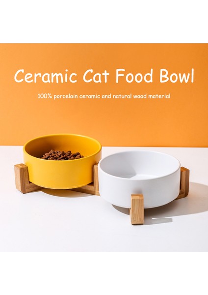 Gri Çift Kase M - 850ML Seramik Köpek Kasesi Kedi Maması Ahşap Standlı Su Kaseleri Dökülmez Köpekler Kediler Için Büyük Besleme Tabağı Besleme Köpek Kaseleri Evcil Hayvan Malzemeleri (Yurt Dışından) modelleri