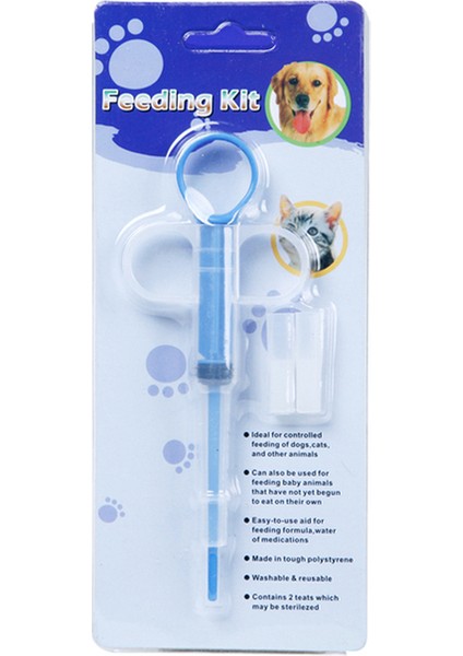 1 Adet Mavi 15CM x 6cm Pet Kedi Köpek Aksesuarları Yavru Tavşan Hap Dağıtıcı Besleme Kiti Verilen Ilaç Kontrol Çubuğu Ev Evrensel Pet Tüp Besleyici (Yurt Dışından)