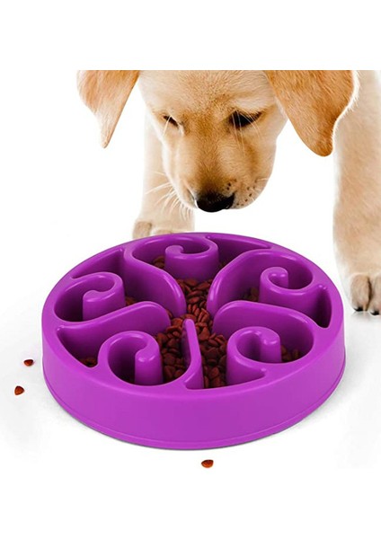 Mor 20X4.5 cm Pet Köpek Yavaş Besleyici Kase Eğlenceli Kaymaz Anti-Gulping Yavaş Gıda Besleme Yemekleri Büyük Orta Küçük Köpekler Için Eko Köpek Kase Köpek Yavrusu (Yurt Dışından)