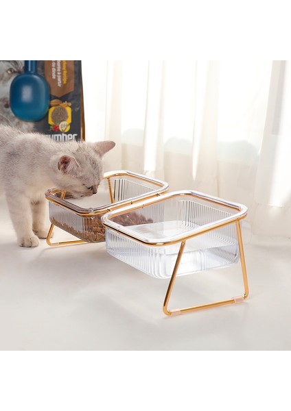 Çift Kase Kedi Çift Kase Eğimli Yükseltilmiş Pet Besleme Su Kasesi Metal Standlı Koruma Servikal Kaymaz Besleyici Çanak Köpek Malzemeleri Için (Yurt Dışından) fiyatları