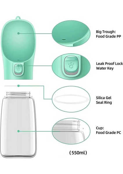 Pembe 350 ml Köpek Su Şişesi Taşınabilir Seyahat Pet Tiryakisi Sızdırmaz Köpek Kase Gıda Kedi Çeşmesi Açık Yürüyüş Içme Suyu Şişesi Köpekler Besleyici (Yurt Dışından) fırsatları