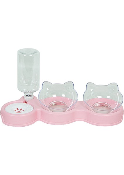 Pembe Pet Otomatik Dayanıklı Su Besleyiciler Kediler ve Köpekler Için Yükseltilmiş Kaseler Çift Kase Yükseltilmiş Içme Köpek Aksesuarları (Yurt Dışından)