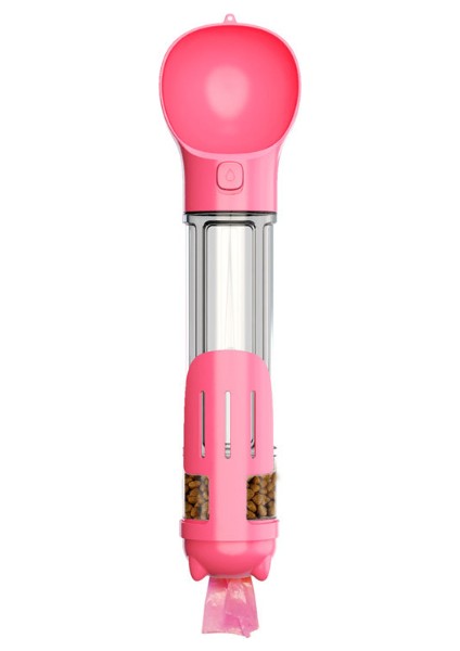 Sadece Pembe Şişe 300ML 4'ü 1 Arada Pet Köpek Seyahati 300ML Su 150ML Mama Dağıtıcısı Dış Mekan Ayrılabilir Portatif Kase Kaka Küreği Çöp Torbası Köpek Için Saklama (Yurt Dışından)