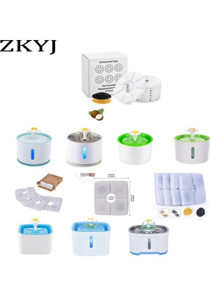 Filtre Çipi 16PC Pet Filtre Çipi Kedi ve Köpek Içme Çeşmesi Yedek Filtre Pamuk Aktif Karbon Reçine 3 Üçlü Filtrasyon Sistemi (Yurt Dışından)