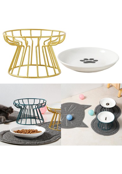 Altın Pet Köpek Kedi Kase Yükseltilmiş Yükseltilmiş Kase Standı ile Pet Köpek Kedi Mama Besleyici (Yurt Dışından)