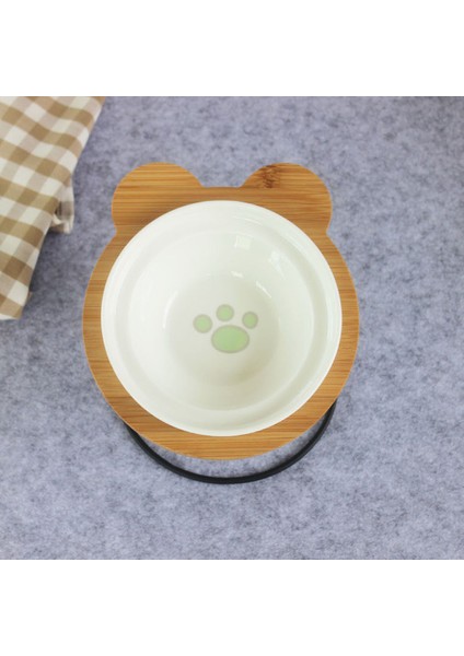G Pençe S Yeni High-End Hayvan Mama Kabı Bambu Raf Seramik Besleme ve Içme Kaseleri Köpekler ve Kediler Için Evcil Hayvan Besleyici Aksesuarları (Yurt Dışından)