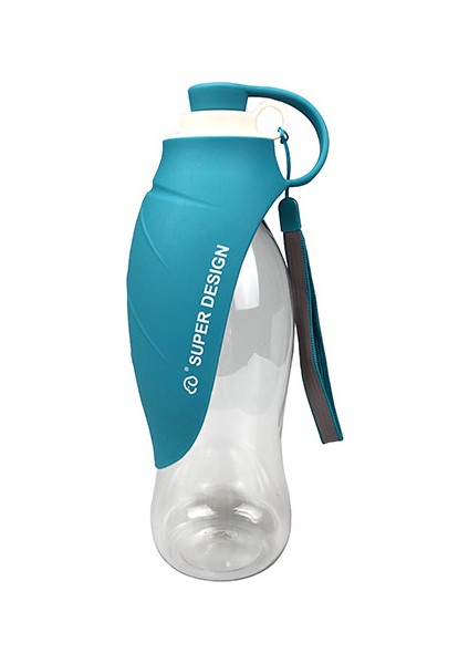 Mavi 580ML 580ML Taşınabilir Pet Köpek Su Şişesi Yumuşak Silikon Yaprak Tasarım Seyahat Köpek Kase Yavru Kedi Içme Açık Pet Su Sebili (Yurt Dışından)