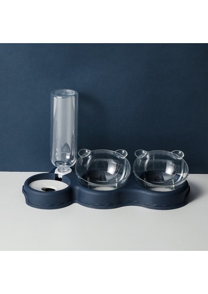 Koyu Mavi Kedi Köpek Maması Su Çift Kase Otomatik Besleme Yüksek Braketi Boyun Kaymaz Suluk Yavru Köpek Evcil Hayvan Malzemeleri (Yurt Dışından)