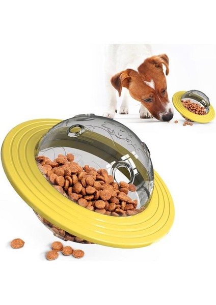 Sarı Ufo Köpek Ufo Besleyici Oyuncaklar Evcil Hayvan Mama Kabı Aperatifler Yatırmak Için Eğitici Gıda Dağıtımı Iq Takip Otomatik Top Atıcı Interaktif Для Собак (Yurt Dışından)