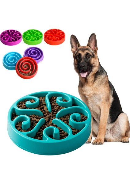 Spiral Mavi 20X4.5 cm Pet Köpek Yavaş Besleyici Kase Eğlenceli Kaymaz Anti-Gulping Yavaş Gıda Besleme Yemekleri Büyük Orta Küçük Köpekler Için Eko Köpek Kase Köpek Yavrusu (Yurt Dışından)
