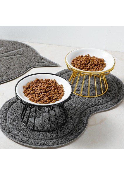 Siyah Seramik Yükseltilmiş Hayvan Mama Kabı Gıda Su Ikramları Kediler Köpekler Malzemeleri Açık Besleme Içme Aksesuarları Doggie Kedi Standı Kase (Yurt Dışından) modelleri