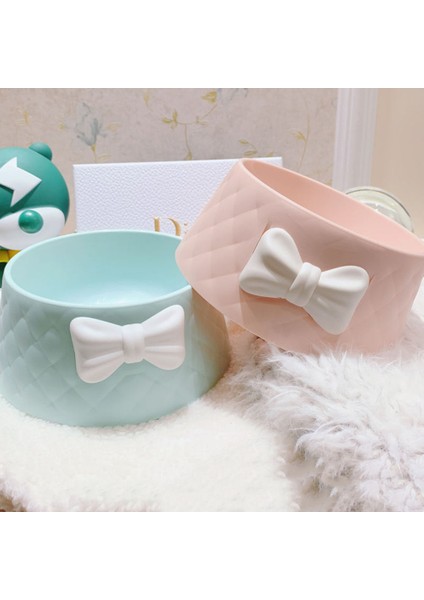 Pembe Pet Köpek Mama Kaseleri Güzel Ilmek Yavru Besleyici Bulaşık Kase Elmas Desen Yay Kedi Kase Su Tatlı Prenses Pet Besleme Kaseleri (Yurt Dışından)