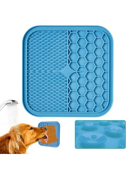 Blue-C L(20X20X0.9CM) Köpekler Için Yavaş Besleyici, Yalama Matı, Sıkıntı Kaygısını Azaltıcı;yiyecek, Ikramlar, Yoğurt Veya Fıstık Ezmesi Için Mükemmel (Yurt Dışından)