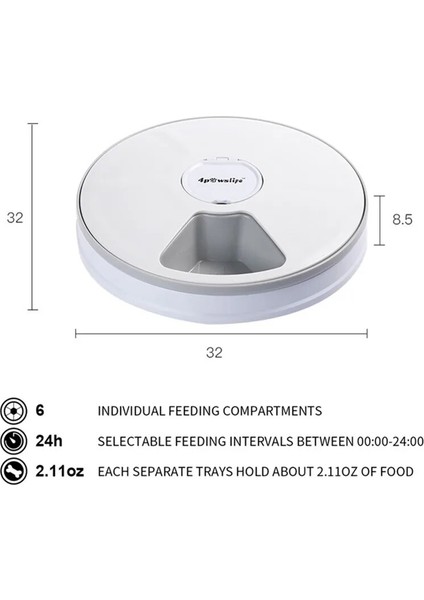 Yuvarlak Zamanlama Besleyici Otomatik Evcil Hayvan Besleyici 6 Öğün 6 Izgara Kedi Köpek Elektrikli Kuru Gıda Dağıtıcı 24 Saat Besleme Evcil Hayvan Malzemeleri 40% Indirim (Yurt Dışından) fiyatları