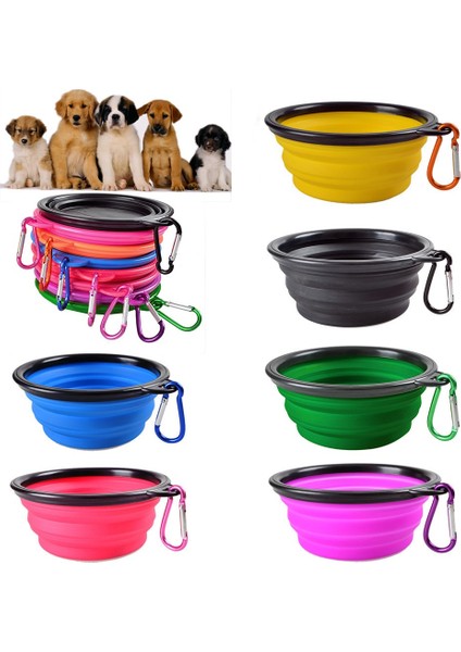 Pembe Katlanabilir Besleyici Kaseler Köpek Yavrusu Pet Kedi Su Suluk Gıda Kabı Silikon Yemek Tabağı Taşınabilir Seyahat (Yurt Dışından)