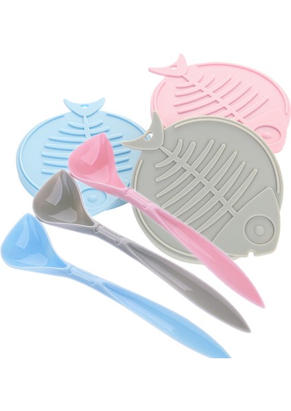 Pembe Set Balık Pet Silikon Evrensel Konserve Kapaklı Mama Kaşığı Taze Mühürlü Kapak Aperatifler Için Islak Gıda Köpek Kedi Pet Besleyici Malzemeleri (Yurt Dışından)