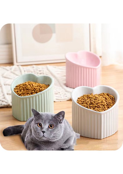 Yeşil Çin Seramik Hayvan Mama Kabı Kitty Plaka Yavru Bulaşık Köpek Kase Sevimli Aşk 3D Yükseltmek Besleyici Kedi Besleme Kasesi Içecek Su Kasesi (Yurt Dışından) modelleri